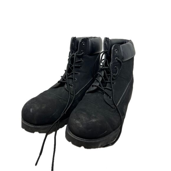 Bass Brushed Leather Combat Black Boots Mens 13 - Picture 1 of 8